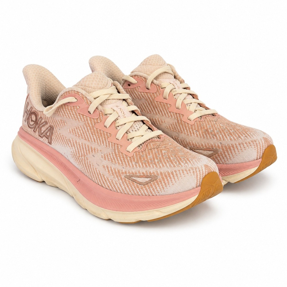 Hoka Clifton 9 Running Shoes Womens 7.5 Sandstone Champagne Good 1127896 SNC
